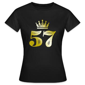 57 Numéro Couronne Or - T-shirt Femme - noir - Devant - AI Model Female 172 dark (172cm)