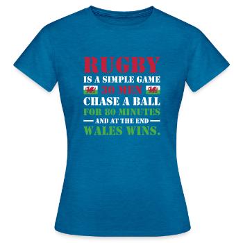 Rugby Is A Simple Game Wales Rugby - Women's T-Shirt - antique blue sapphire heather - Front - AI Model Female 172 dark (172cm)