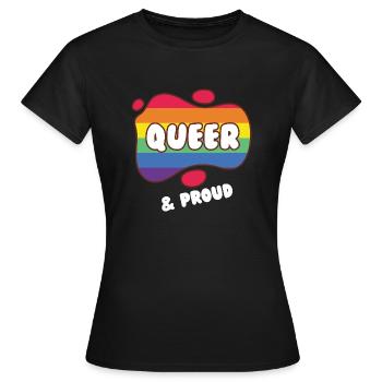 Queer et fier - T-shirt Femme - noir - Devant - AI Model Female 172 dark (172cm)