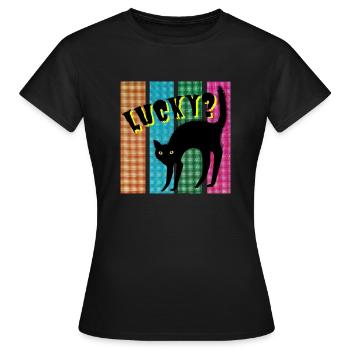 Chanceux? Chat - T-shirt Femme - noir - Devant - AI Model Female 172 dark (172cm)