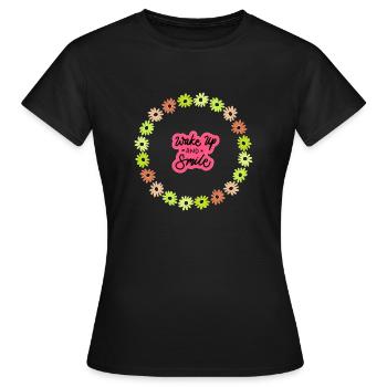 Wake up - Women's T-Shirt - black - Front - AI Model Female 172 dark (172cm)