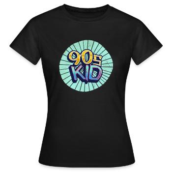 90s kid Neunziger - Frauen T-Shirt - Schwarz - Vorne - AI Model Female 172 dark (172cm)