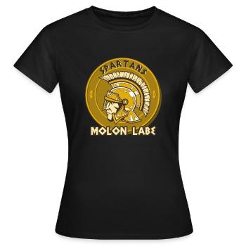 Molon Labe Sparta Helm Spartaner Spartacus - Frauen T-Shirt - Schwarz - Vorne - AI Model Female 172 dark (172cm)