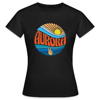 Aurora Shirt Vintage Sunset Aurora Groovy Tie Dye - T-shirt Femme - noir - Devant - AI Model Female 172 dark (172cm)