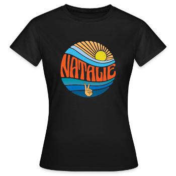 Natalie Shirt Vintage Sunset Natalie Groovy Tie - T-shirt Femme - noir - Devant - AI Model Female 172 dark (172cm)