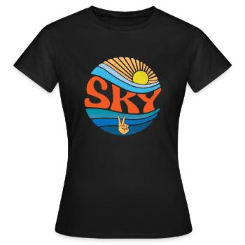 Sky Shirt Vintage Sunset Sky Groovy Tie Dye - Frauen T-Shirt - Schwarz - Vorne - AI Model Female 172 dark (172cm)