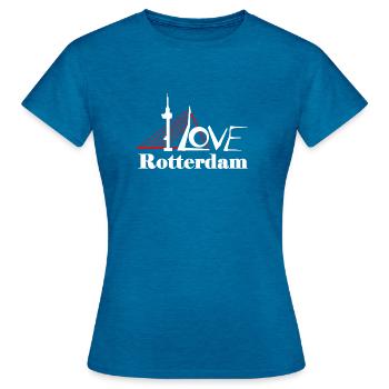 Ich liebe Rotterdam - Frauen T-Shirt - Antikblaues Saphir meliert - Vorne - AI Model Female 172 dark (172cm)