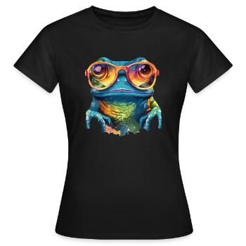 Kik the bespectacled frog - Women's T-Shirt - black - Front - AI Model Female 172 dark (172cm)
