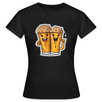 2 beer glass buddies - Women's T-Shirt - black - Front - AI Model Female 172 dark (172cm)