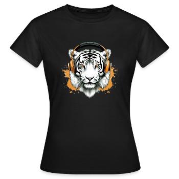 Chark le tigre audiophile - T-shirt Femme - noir - Devant - AI Model Female 172 dark (172cm)