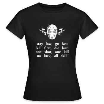 Paintball Airsoft - T-shirt Femme - noir - Devant - AI Model Female 172 dark (172cm)