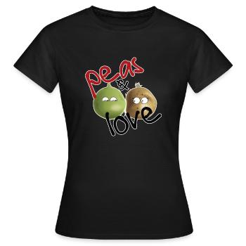 L’histoire des pois et pommes de terre - T-shirt Femme - noir - Devant - AI Model Female 172 dark (172cm)