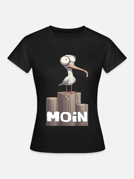 Möwe moin - Frauen T-Shirt - Schwarz