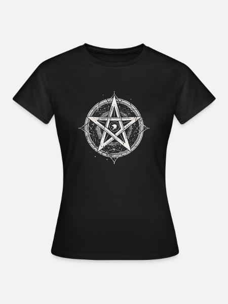 Dunkles Geheimnis, Horrornacht, Pentagramm - Dame-T-shirt - sort