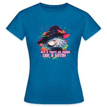 Halloween Style with Our Anime Witch Collection - Women's T-Shirt - antique blue sapphire heather - Front - AI Model Female 172 dark (172cm)