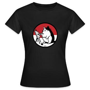 Cat Painter - Women's T-Shirt - black - Front - AI Model Female 172 dark (172cm)