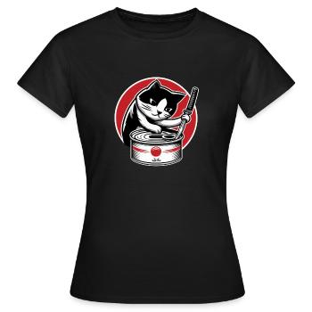 Chat au katana - T-shirt Femme - noir - Devant - AI Model Female 172 dark (172cm)