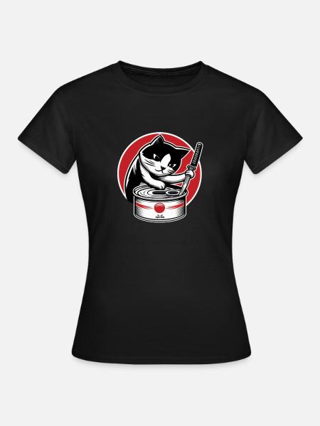 Chat au katana - T-shirt Femme - noir