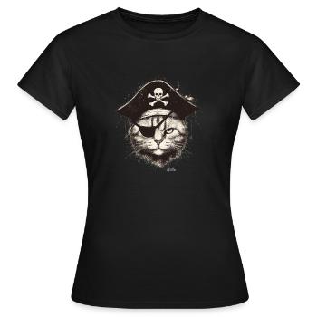Pirate Cat 3 - T-shirt Femme - noir - Devant - AI Model Female 172 dark (172cm)