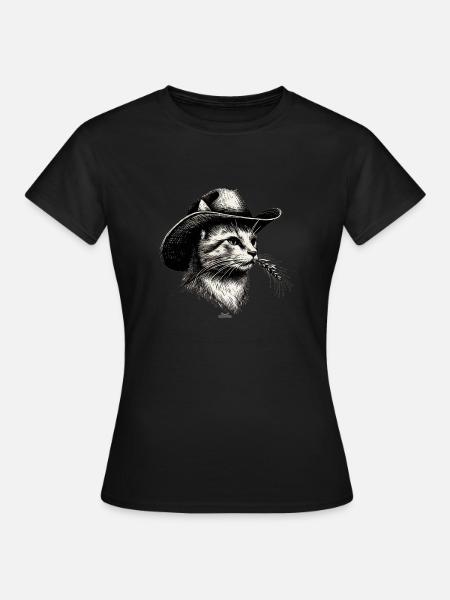 Cowboy-Katze - Frauen T-Shirt - Schwarz