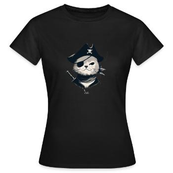 Pirate Cat 1 - T-shirt Femme - noir - Devant - AI Model Female 172 dark (172cm)