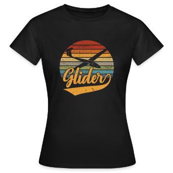 Retro Planer Glider Soaring Aircraft Pilot - Frauen T-Shirt - Schwarz - Vorne - AI Model Female 172 dark (172cm)