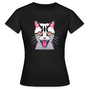 Wütende Katze - Frauen T-Shirt - Schwarz - Vorne - AI Model Female 172 dark (172cm)