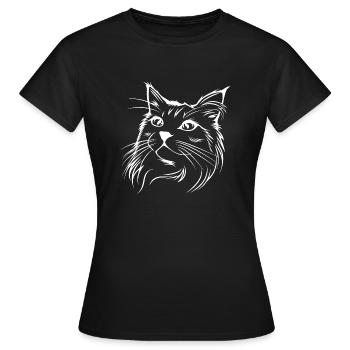 Cat, Cat Motif, Cat Face - Women's T-Shirt - black - Front - AI Model Female 172 dark (172cm)