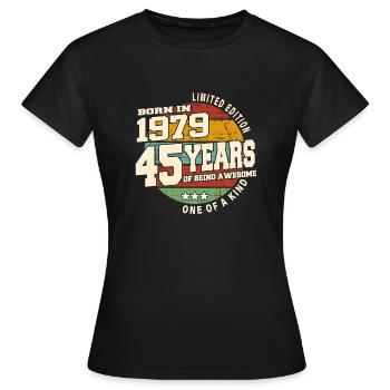 1979 Vintage Retro Classique 45 ans - T-shirt Femme - noir - Devant - AI Model Female 172 dark (172cm)