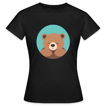 Kuschelfertiger Teddybär mit rosa Wangen - Frauen T-Shirt - Schwarz - Vorne - AI Model Female 172 dark (172cm)