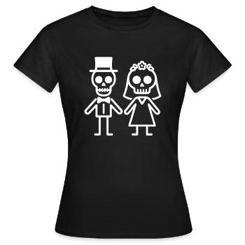 Couple Mariage Squelette - T-shirt Femme - noir - Devant - AI Model Female 172 dark (172cm)