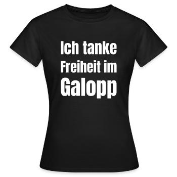 Je me recharge en toute liberté au galop. - T-shirt Femme - noir - Devant - AI Model Female 172 dark (172cm)