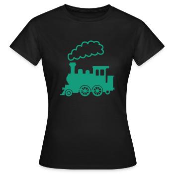lokomotive dampflokomotive - Frauen T-Shirt - Schwarz - Vorne - AI Model Female 172 dark (172cm)