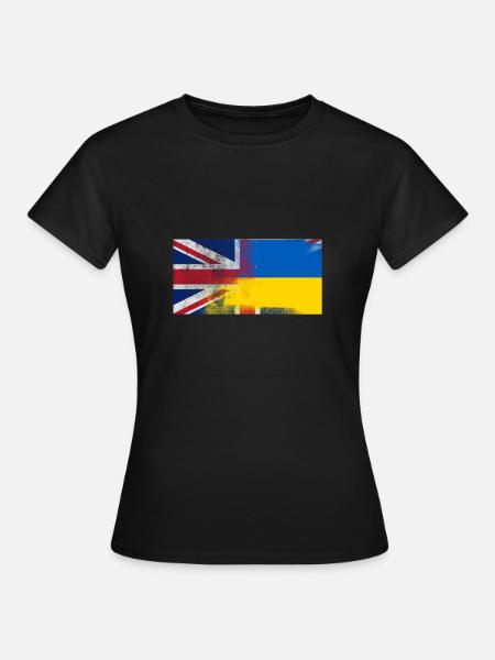 British Ukrainian Half Ukraine Half UK Flag - Women's T-Shirt - black