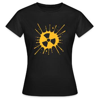 caution atomic symbol radioactive warning note - Women's T-Shirt - black - Front - AI Model Female 172 dark (172cm)
