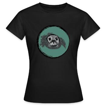 Phoques surgits / Surfacing Seal - Design II - T-shirt Femme - noir - Devant - AI Model Female 172 dark (172cm)