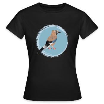 Eichelhäher / Eurasian Jay II - Frauen T-Shirt - Schwarz - Vorne - AI Model Female 172 dark (172cm)
