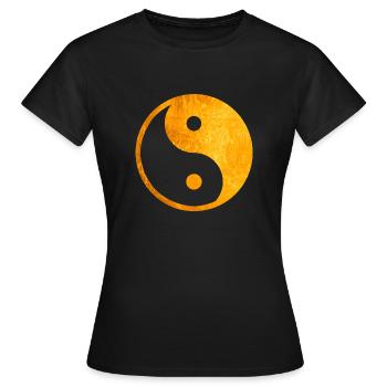 Or Yin Yang, symbole Yin Yang, taoïsme Yin Yang - T-shirt Femme - noir - Devant - AI Model Female 172 dark (172cm)