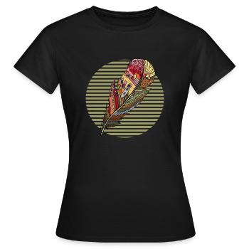 Feder - Frauen T-Shirt - Schwarz - Vorne - AI Model Female 172 dark (172cm)