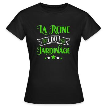 La reine du jardinage cadeau humour femme jardin - T-shirt Femme - noir - Devant - AI Model Female 172 dark (172cm)