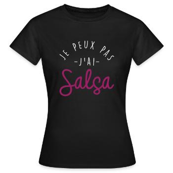 J'ai salsa Cadeau humour personnalisé - T-shirt Femme - noir - Devant - AI Model Female 172 dark (172cm)