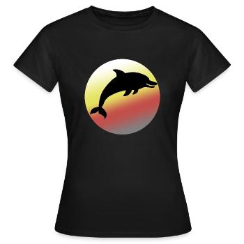 Delphin - Frauen T-Shirt - Schwarz - Vorne - AI Model Female 172 dark (172cm)