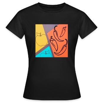 Pomme Pepperoni Chili - T-shirt Femme - noir - Devant - AI Model Female 172 dark (172cm)