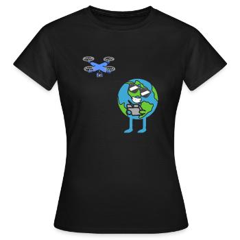 Earth Drone Pilot Earth Day - Women's T-Shirt - black - Front - AI Model Female 172 dark (172cm)