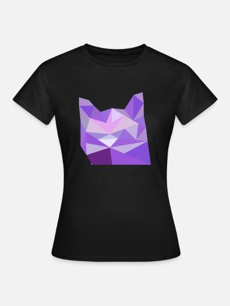 Katze niedrig poly pink - Frauen T-Shirt - Schwarz