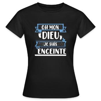 Oh mon dieu je suis enceinte t-shirt femme - T-shirt Femme - noir - Devant - AI Model Female 172 dark (172cm)