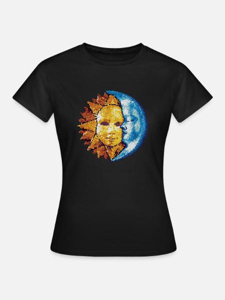 Soleil Lune Mosaïque Astrologie symbole mystique - T-shirt Femme - noir