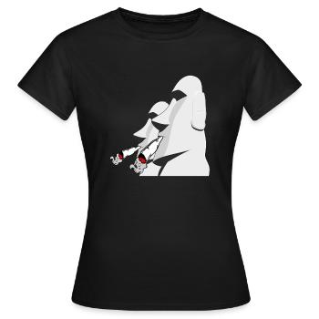 stoned Moai - Osterinsel - Frauen T-Shirt - Schwarz - Vorne - AI Model Female 172 dark (172cm)