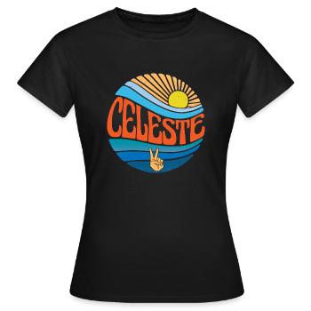 Celeste Shirt Vintage Sunset Celeste Groovy Tie - T-shirt Femme - noir - Devant - AI Model Female 172 dark (172cm)