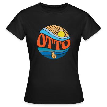 Otto Hemd Vintage Sonnenuntergang Otto Groovy Tie Dye - Frauen T-Shirt - Schwarz - Vorne - AI Model Female 172 dark (172cm)